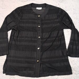 Vintage Ariel Shirt Womens XL Black Button Up Sheer Elegant Career Comfort